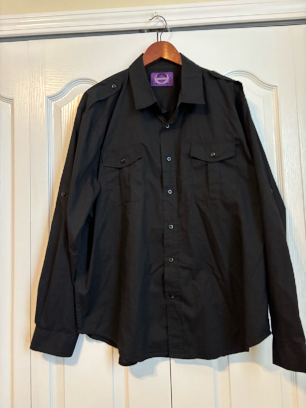 Bruno Men's Black Lightweight Military-Inspired Shirt
